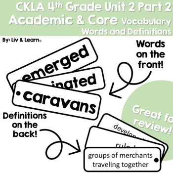 Preview of CKLA Grade 4 Unit 2 Part 2 Vocabulary Words and Definitions