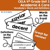 CKLA Grade 4 Unit 3 Vocabulary Words and Definitions