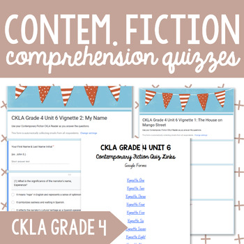 Preview of CKLA Grade 4 Unit 6 Contemporary Fiction: Comprehension Quizzes {Digital}