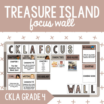 Preview of CKLA Grade 4 Unit 8 Treasure Island Focus Wall: I Can Statements, Bell Ringers +