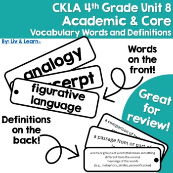 Preview of CKLA Grade 4 Unit 8 Vocabulary Words and Definitions