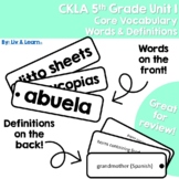 CKLA Grade 5 Unit 1 Core Vocabulary Words and Definitions