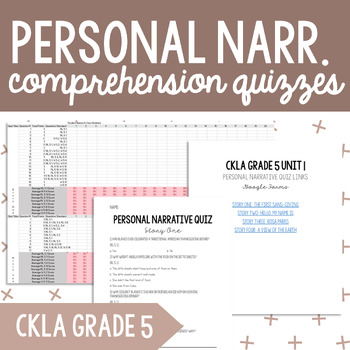 Preview of CKLA Grade 5 Unit 1 Personal Narrative: Comprehend Quizzes {Digital & Printable}
