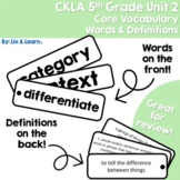 CKLA Grade 5 Unit 2 Core Vocabulary Words and Definitions