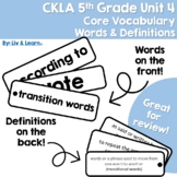 CKLA Grade 5 Unit 4 Core Vocabulary Words and Definitions