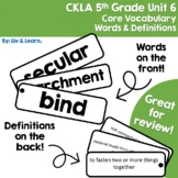 CKLA Grade 5 Unit 6 Core Vocabulary Words and Definitions