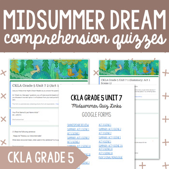 Preview of CKLA Grade 5 Unit 7 Midsummer Dream: Comprehension Quizzes {Digital}