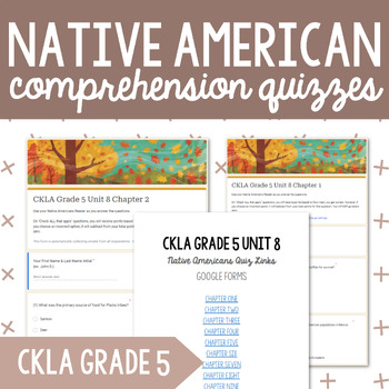 Preview of CKLA Grade 5 Unit 8 Native Americans: Comprehension Quizzes {Digital}