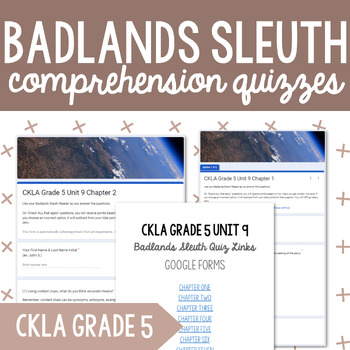 Preview of CKLA Grade 5 Unit 9 Badlands Sleuth: Comprehension Quizzes {Digital}
