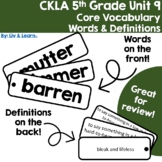 CKLA Grade 5 Unit 9 Core Vocabulary Words and Definitions