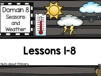Preview of CKLA Kinder Domain 8 Seasons and Weather Flipchart, Powerpoint, Google slides