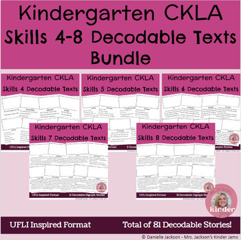 Preview of CKLA Kindergarten Skills 4 - 8 Decodable Texts Bundle (UFLI Inspired)