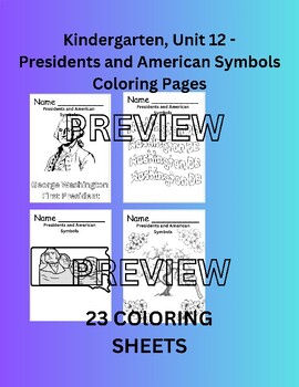 Preview of CKLA,Kindergarten,Unit 12:Presidents and American Symbols Coloring Pages-23