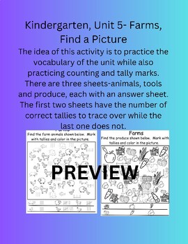 Preview of CKLA, Kindergarten, Unit 5-Farm, Vocabulary and Find a Picture