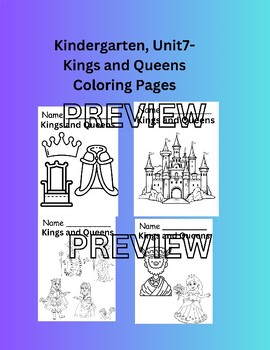 Preview of CKLA, Kindergarten, Unit 7: Kings and Queens Coloring Pages