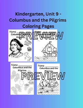 Preview of CKLA, Kindergarten, Unit 9: Columbus and the Pilgrims Coloring Pages (25)