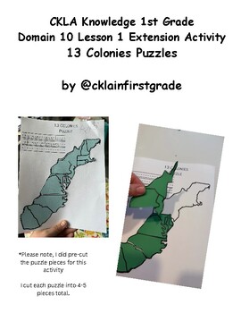 Preview of CKLA Knowledge 1st Grade Domain 10 Lesson 1: 13 Colonies Puzzles
