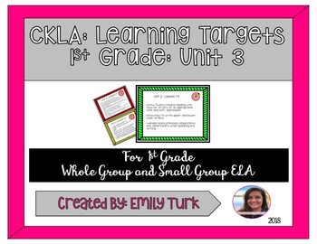 Preview of CKLA Learning Targets: Unit 3