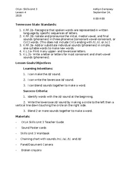 Preview of CKLA Lesson Plan- Kindergarten- Skills Unit 3 Lesson 4
