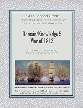 Preview of CKLA Second Grade 2 Domain Knowledge 5 War of 1812 Alternative Assessment
