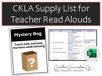 Preview of CKLA Supply List for Teacher Read Aloud Domains Grades K, 1, 2, 3