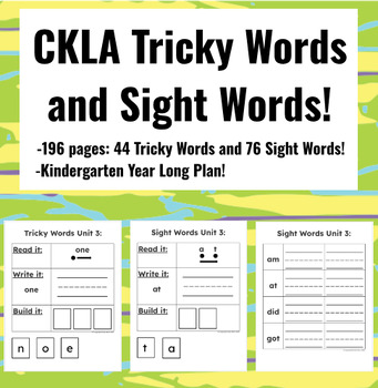 Preview of CKLA Tricky Words Sight words Year Long Kindergarten plan worksheet morning work