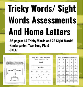 Preview of CKLA Tricky Words and Sight Word year long assessment pack for Kindergarten!
