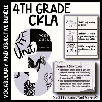 Preview of CKLA Vocabulary and Objective *Bundle* Unit 3: Poetry - 4th Grade