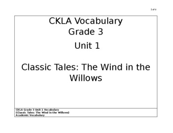 Preview of CKLA grade 3 unit 2 vocabulary