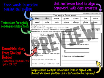 Preview of CKLA skills | TNFS | Reading skills homework | 1st grade, Unit 3
