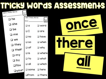 Preview of CKLA skills | TNFS | Tricky word assessment | 1st grade Units 1-7