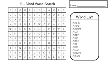 Preview of CL- Blend Word Search