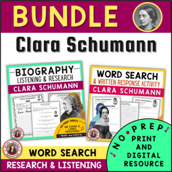 Preview of Women's History Month Music Activities - Female Composer CLARA SCHUMANN 
