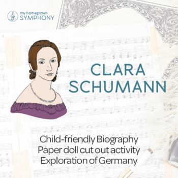 Preview of CLARA SCHUMANN Composer Lesson Plan with Paper Doll Activity and Germany Study