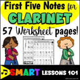 CLARINET First Five Notes WORKSHEETS Beginner Band Music A
