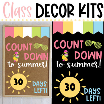 Preview of CLASS DECOR KIT- Countdown to Summer | Classroom Door | June Bulletin Board