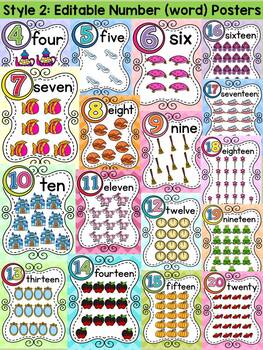 FAIRYTALE CLASS DECOR: EDITABLE NUMBER POSTERS TO 30 by Teach2Tell