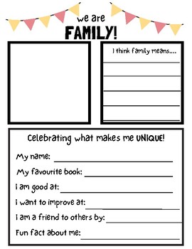 CLASS FAMILY ACTIVITY PAGE/CLASS BOOK COVER by Christie Kostecki