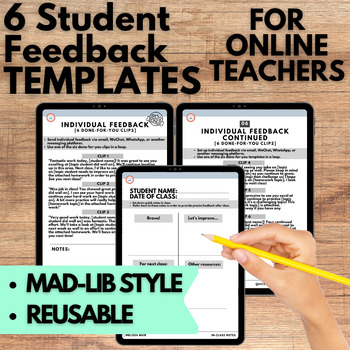 Preview of Easy Mad Libs Style Feedback System 6 Student Feedback Clips Digital & Printable
