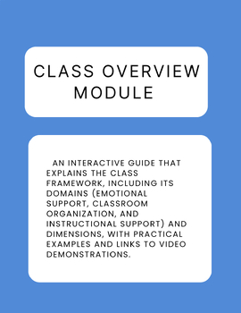 Preview of CLASS Overview Module: Quick Guide for PreK Teachers