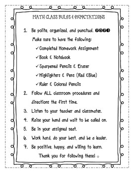 Preview of CLASS RULES EXPECTATIONS PRINTABLE FOR INTERACTIVE NOTEBOOK! BACK TO school