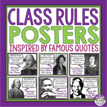Preview of Class Rules Posters - Famous Quotes - Creative Back to School Bulletin Board
