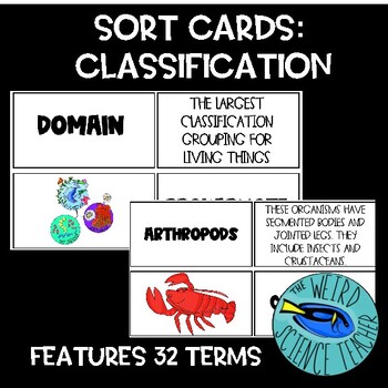 Preview of CLASSIFICATION SORT CARDS: MATCHING, REVIEW, CUT/PASTE,FLASHCARDS, WORD WALLS