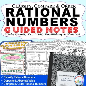 Preview of CLASSIFY & ORDER RATIONAL NUMBERS Doodle Math Interactive Notebooks Guided Notes