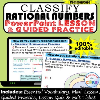 Preview of CLASSIFY RATIONAL NUMBERS PowerPoint Lesson & Practice | Distance Learning