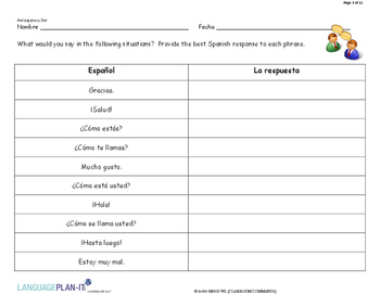 CLASSROOM COMMANDS (SPANISH) by Language Plan It | TpT