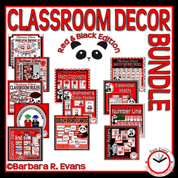 CLASSROOM DECOR BUNDLE: PANDA-monium, Panda Theme, Red & Black