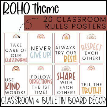 CLASSROOM DECOR - Classroom Rules & Expectations | BOHO Theme | TPT