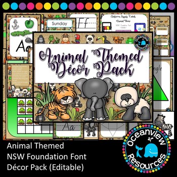 Preview of CLASSROOM DECOR I ANIMALS -NSW FONT I labels, signs, posters and charts.