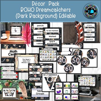 Preview of CLASSROOM DECOR I BLACK BOHO DESIGN I labels, signs, posters and charts